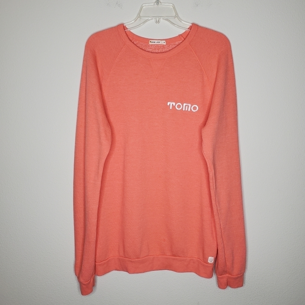 Marine Layer Coral Pink Embroidered Fleece Crewneck Pullover Sweatshirt